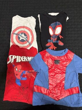 Kids Superhero Spider-Man Style T-Shirts - Red & Blue
